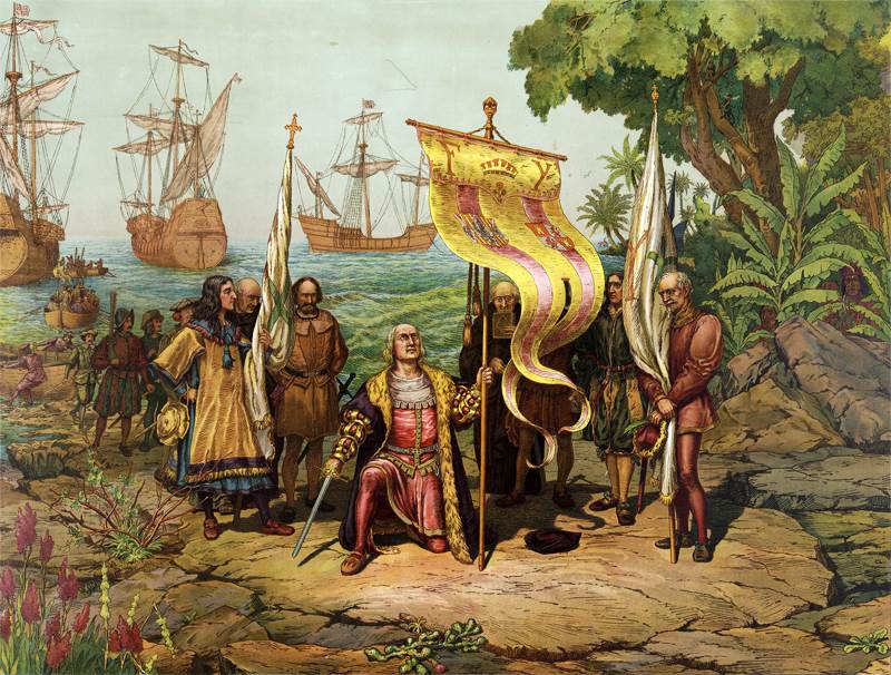 Columbus reaches the new world.
